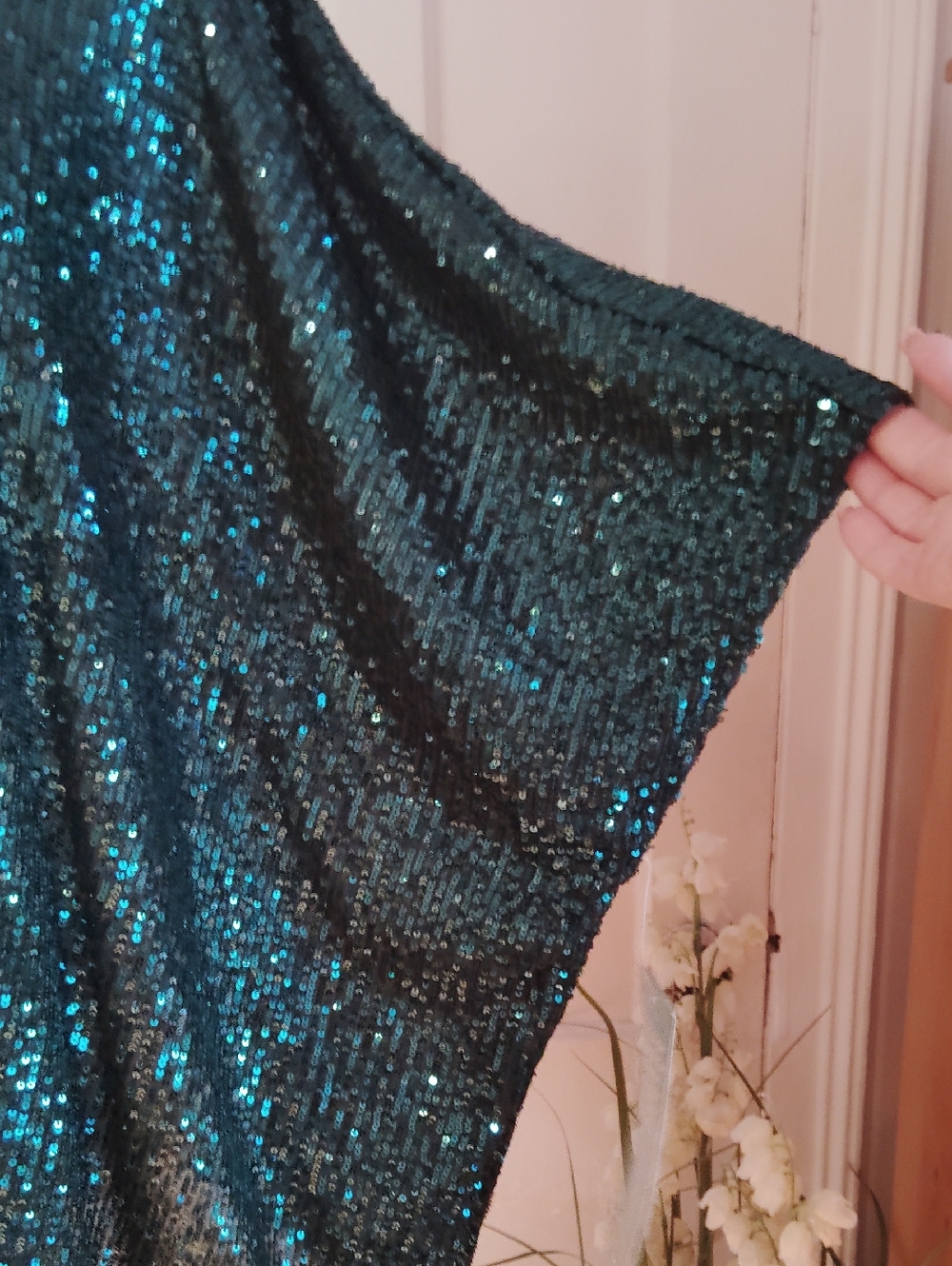 MSK Sequinned Round Neck Short Sleeve Blouse - Picture 6 of 16
